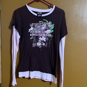 Harley-Davidson Brown and Pink Graphic Long Sleeve